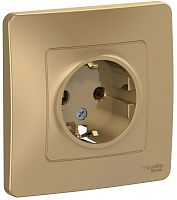 Розетка с заземлением с рамкой Systeme Electric Blanca 1-м. титан картинка